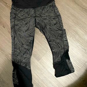 Black and Grey stripe Lululemon Capri’s